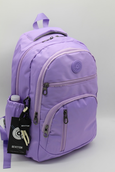 MegiHero 1710 Lilac Water Resistant Fabric School Bag Unisex School Backpack