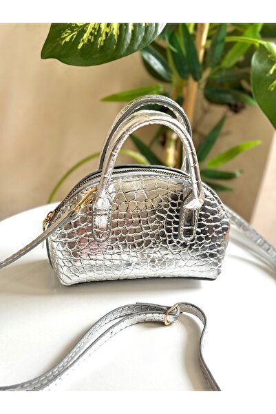 ZEYS Women's Shiny Mini Crocodile Pattern Long Strap Handbag, Shoulder Bag