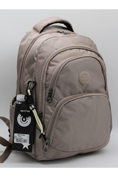 Bevitton 34600 Water Repellent Fabric School Bag Unisex School Backpack Mink