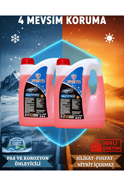 FREYR 4 Mevsim Organik Konsantre Kırmızı Antifriz -42°C 3 Lt 2 Adet (3ltX2)