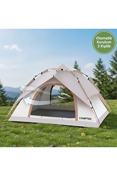 kamptek kamp teknolojisi Çift Katmanlı Otomatik Kolay Kurulum Çadır 3 Kişilik...