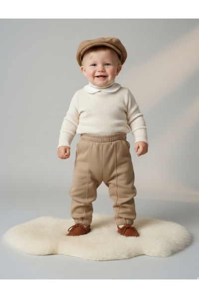 nk kids بنطلون مضلع من جلد الغزال للأطفال الرضع