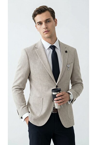 Plus Scorpion Light Gray Mottled Men's Blazer Jacket – Pocket Pockets, Double...