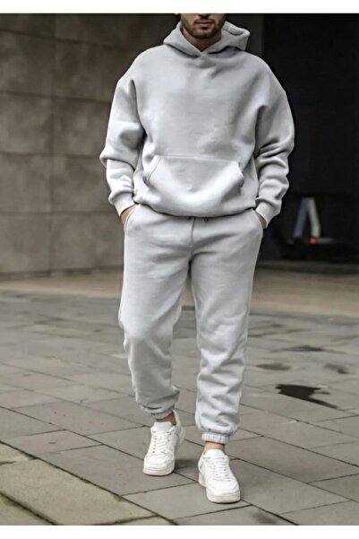 LELVANİ Men's Hooded Loose Cotton Jogger Tracksuit Set