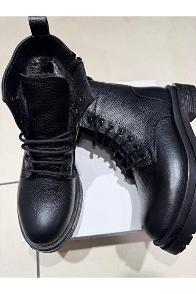 kismet kundura Khaki Leather Long Boots with Zip Fastening