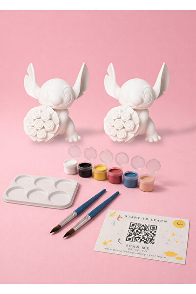 Brickle Shop 2’li Stitch Figür Boyama Seti – Eğitici Boyama Seti Çiçekli Mode...
