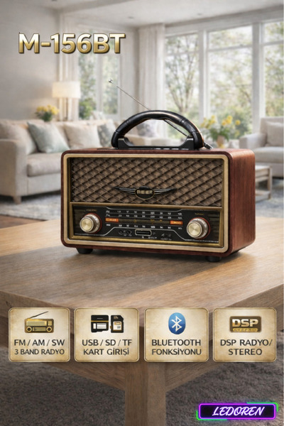 L'eDoren Meier 156BT Usb/Sd/Mp3/Bluetooth Şarjlı Nostaljik Radyo