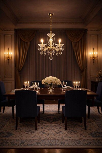 HAMER نجف مودرن شمعدان كلاسيكي فاخر ذهبي + فضيE14*3