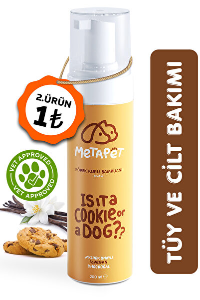 Metapet Doğal Köpek Kuru Köpük Şampuanı Vanilya , Yavru Köpeklere Uygun Organ...