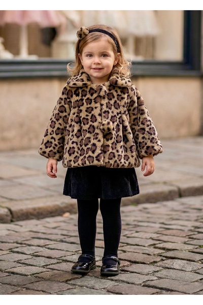 miaras baby Baby Girl Bandana Leopard Pattern Plush Coat