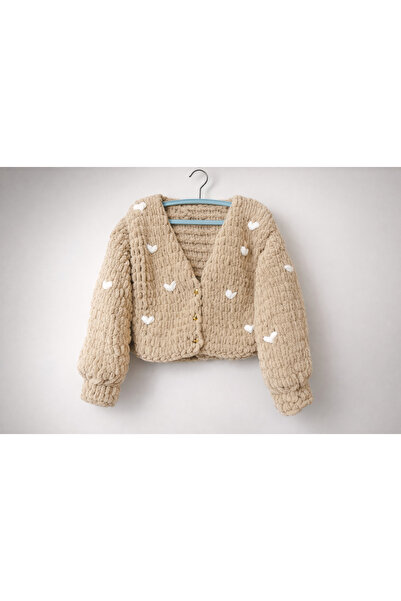 Okozturk Puffy Kahve Rengi Hırka & El Örgüsü Hırka