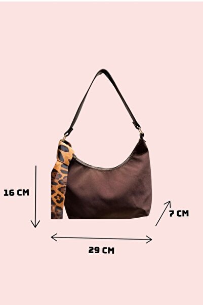 ZİVORA Geantă de umăr cu fermoar, cu detaliu de eșarfă din piele intoarsa