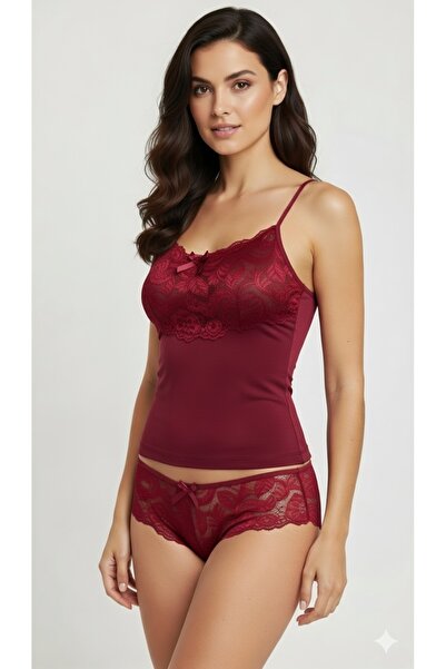 SOLMAZ Lal'den Kadın iç çamaşırı takım, dantelli atlet kilot takım