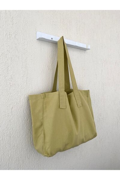 LUNAFEL Geantă de umăr din pânză verde ulei - Geantă tote din țesătură imperm...