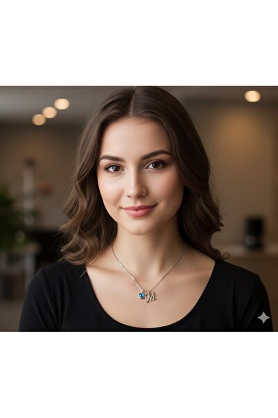 Store Silver Color m Letter Pendant Evil Eye Beaded Charml Steel Chain Necklace