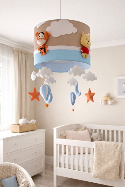 Leobabyroom Winnie The Pooh ve Tigger Karakterli Kahve Bulutlu Mavi Turuncu  ...