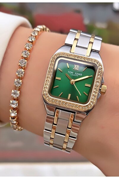 Tom Jones Brand Yellow Silver Color Waterproof Women's Wristwatch - With Brac...