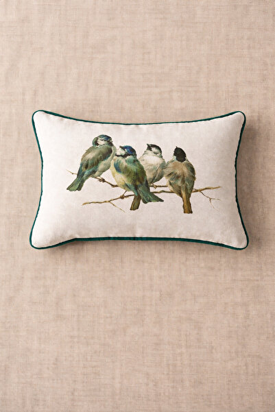 Alacastore Throw Pillow Bird Print Pattern Piping Pillow Throw Pillow Cover