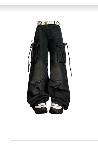 Semesia Blugi Y2K cu detaliu stea croi larg pe picior lavabili