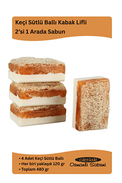 aktürk osmanli sabuni Keçi Sütlü & Ballı Kabak Lifli El Yapımı Sabun 4'lü (48...