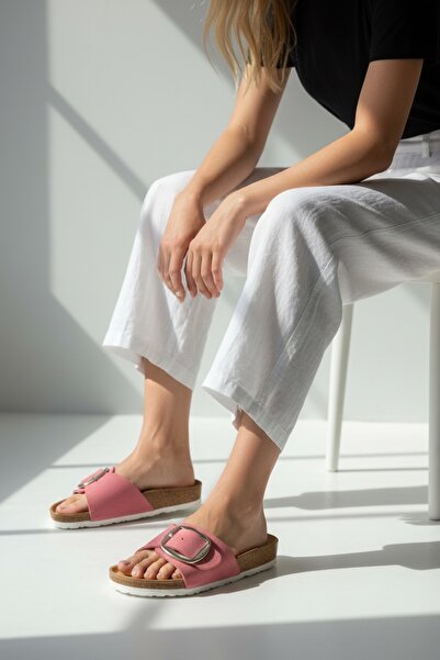 Land of Cork ανατομική φυσική σόλα από φελλό παντόφλες από γνήσιο δέρμα σουέτ