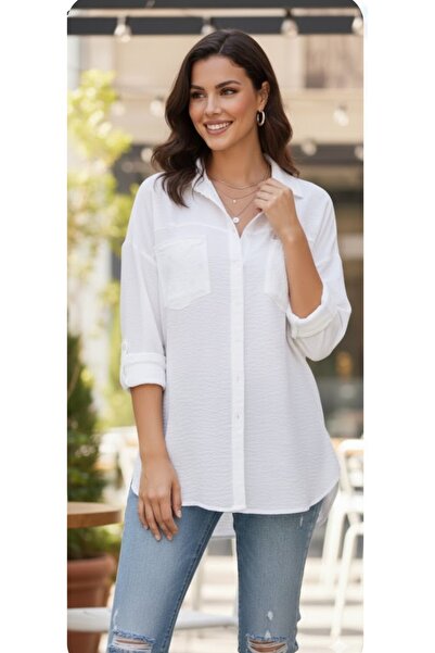 EsSo butik Oversize Shirt with Scalloped Pockets