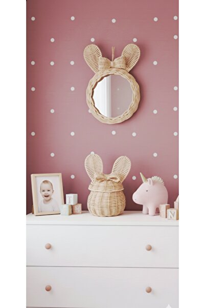 Ebruli Rattan 2'li fiyonk ayna sepet