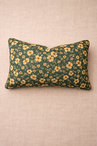 Alacastore Husă de pernă cu flori, dreptunghi verde, etnic, boem, modern, cla...