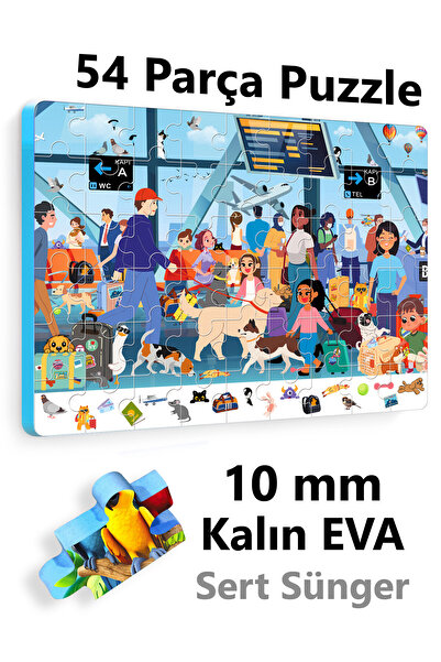 EVAKANCA 54 Parçalı Kalın Puzzle Yapboz Hava Alanı
