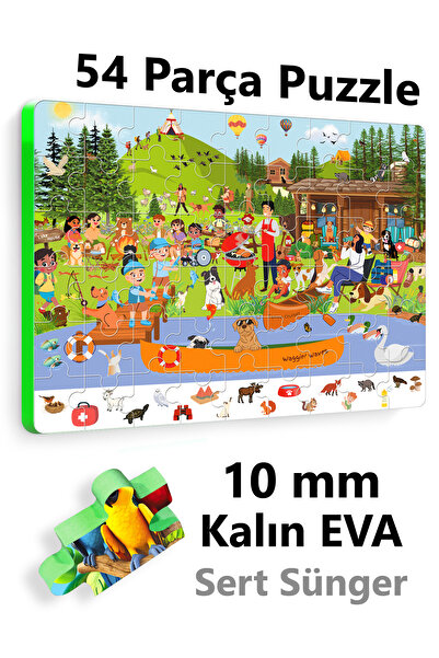 EVAKANCA 54 Parçalı Kalın Puzzle Yapboz Göl Kenarı