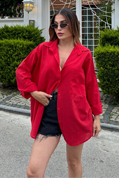 bb butik basic Ежедневна риза с голяма ленена текстура от 100% памук Bb-ku3435