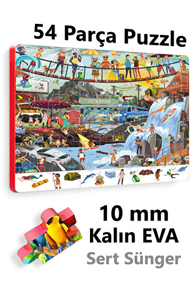 EVAKANCA 54 Parçalı Kalın Puzzle Yapboz Turistik