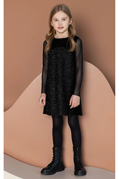 SheShe Siyah Püsküllü Parti Elbisesi