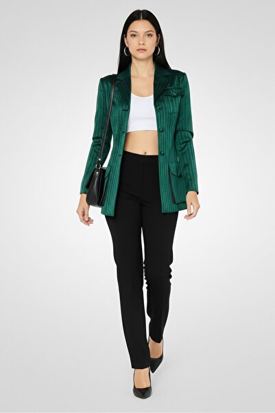 Emporio Armani Women Regular Fit Abstract Blazer, Green/Black