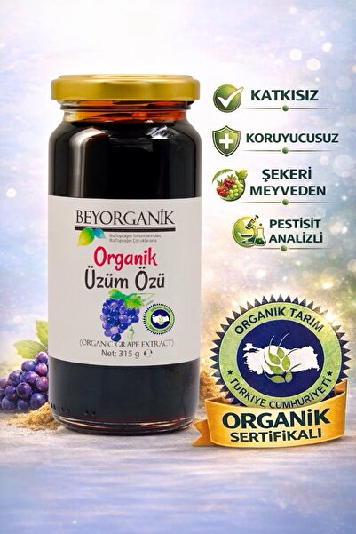 BEYORGANİK Organik Üzüm Özü 315gr (PESTİSİT VE AĞIR METAL ANALİZLİ)