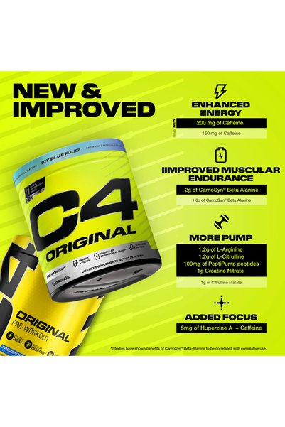 Cellucor C4 Original, Pre Workout, 195g, Icy Blue Razz, 30 Servings