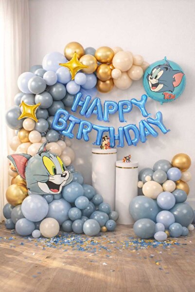ENG PARTİ DÜNYASI 73 Parça Tom Temalı Doğum Günü Balon Konsepti - Happy Birth...