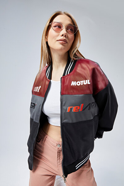 CHOS7N Jachetă pentru femei oversize imprimată pentru motociclist