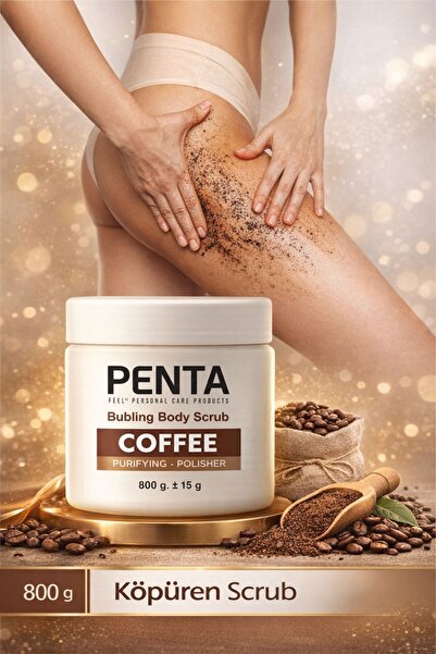PENTA FEEL Selülit Karşıtı Köpüren Coffee Scrub 800g | Sıkılaştırıcı, Canland...