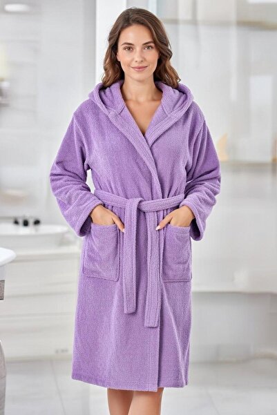 Touch Kapşonlu Bornoz %100 Pamuklu Battal Boy (M-L-XL-2XL-3XL-4XL)