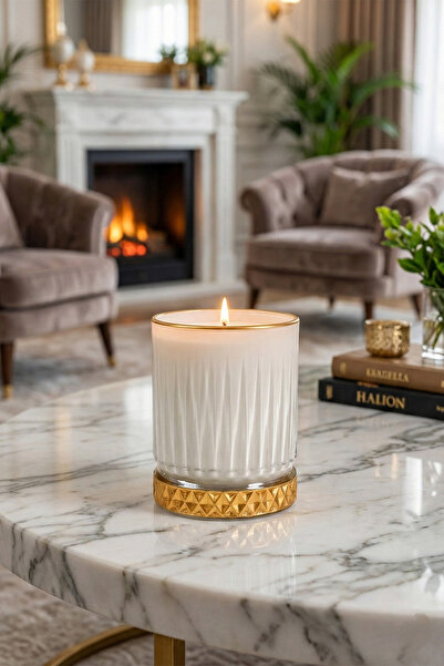 THE GROOVE Yasemin Kokulu Krem Gold Gloria 8,5 X 9,5 Cm Dekoratif Kokulu Cam Mum