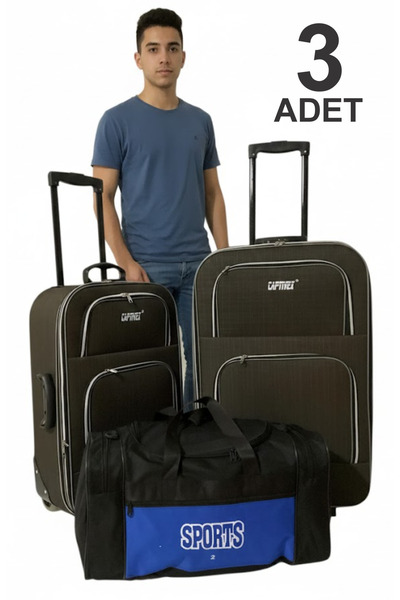 Captivex 2 Wheels-Bellowed-Very Lightweight 2 Pieces Fabric Suitcases Large a...