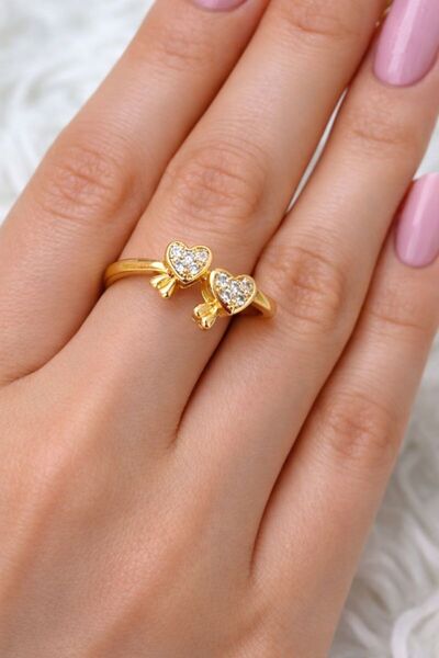 BY YASİN TOPÇU ✨ 💛   Double Heart Bow Ring 💛 ✨