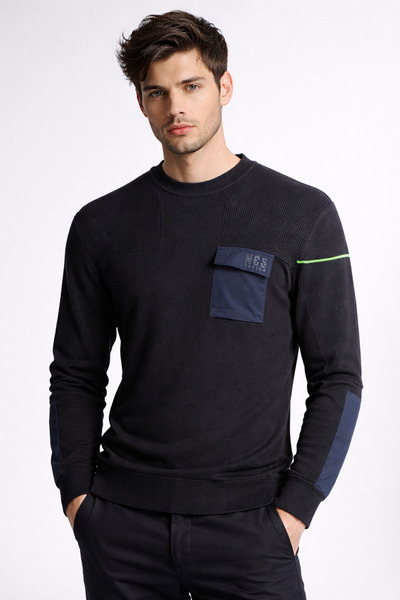 NCS Erkek Triko Bisiklet Yaka Cep Detaylı Siyah 3755