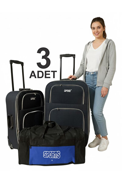 Captivex 2 Wheels-Bellowed-Very Lightweight 2 Pieces Fabric Suitcases Large a...