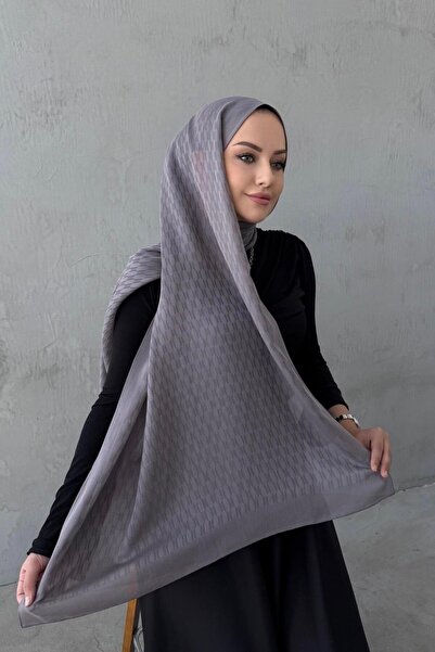 Byedauzunlar شال ميلينا رمادي من القطن والكشمير