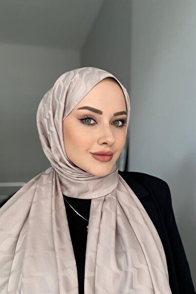 Byedauzunlar Silky Jacquard Shawl with Beige Pattern