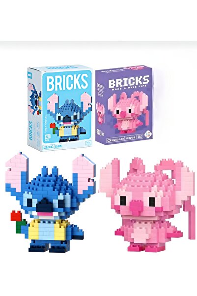 DEK BRICKS Premium Stitch Elinde Çiçek Var ve Angel Figür Yapboz Puzzle 2'li ...
