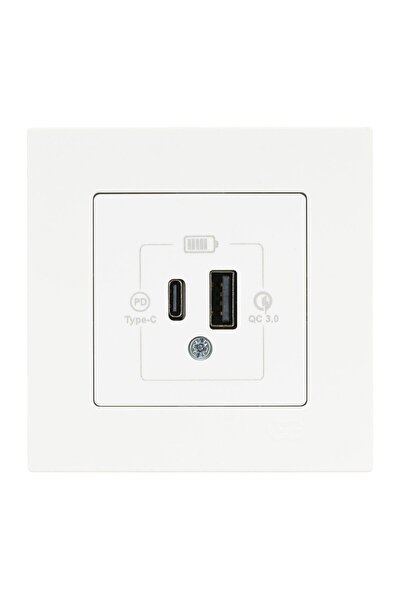 Günsan Gunsan Eqona Beyaz Şarj Prizi 20W QC3.0 PD Type-C + USB Çift Çıkışlı