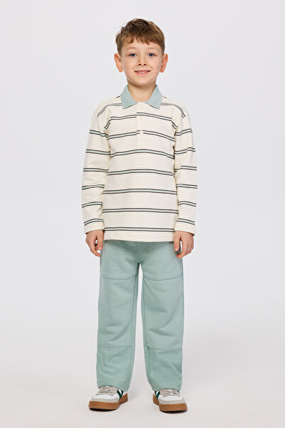 Panço Erkek Çocuk Çizgili Ekru Sweatshirt